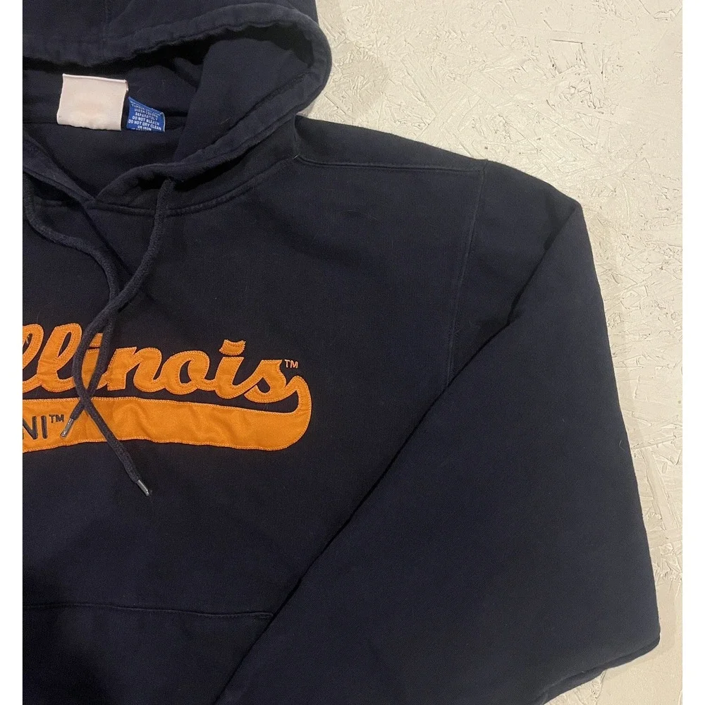 Vintage Victory Sports Illinois Illini Sweatshirt Embroidered Mens L Blue Orange